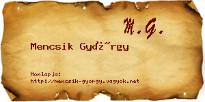 Mencsik György névjegykártya